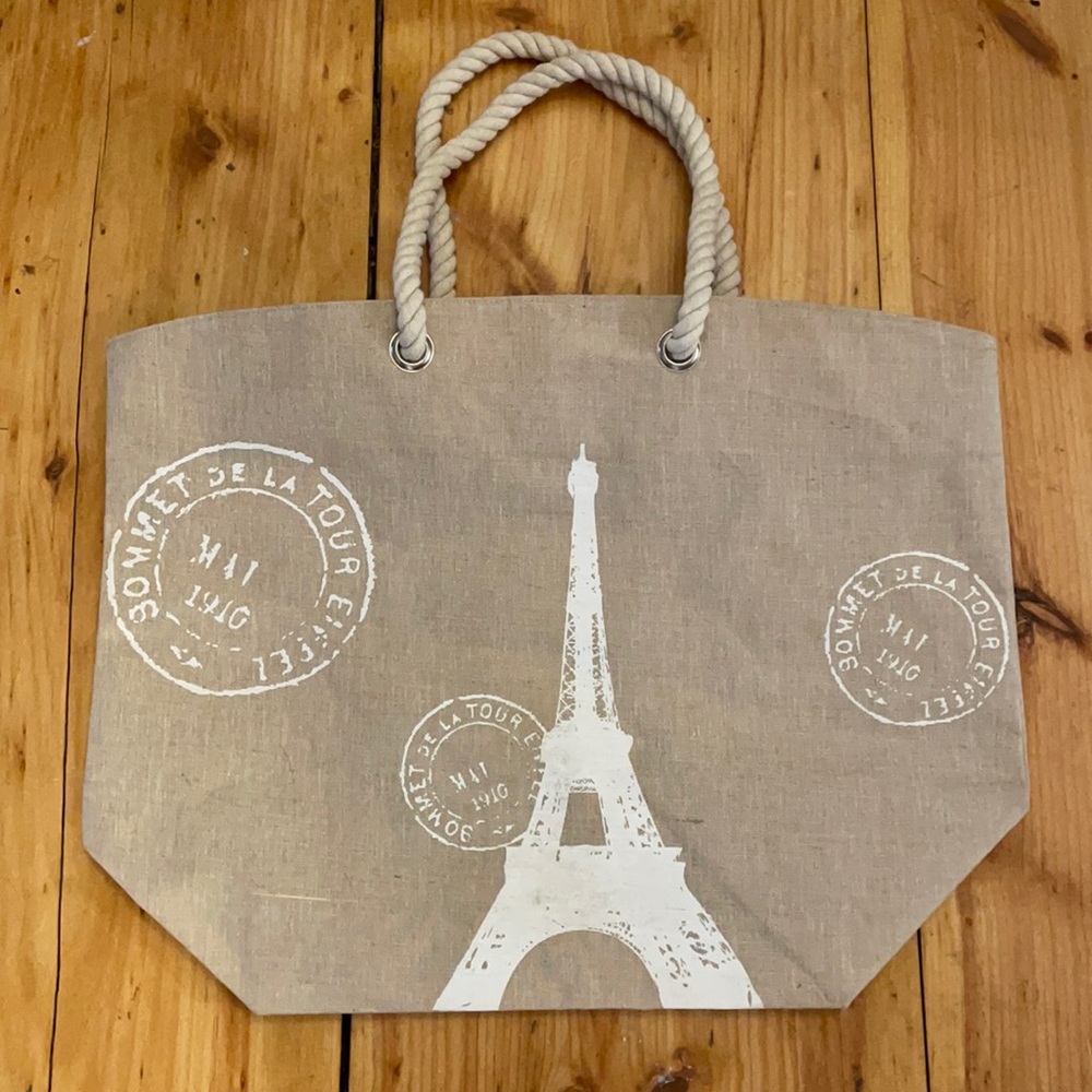Eiffel Tower Beach Tote with Rope Handles